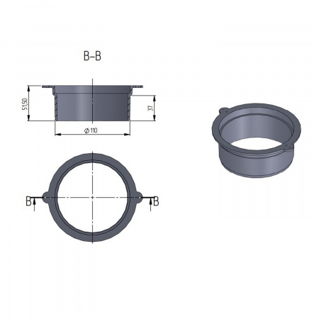 Патрубок ДН 110 (для низкопрофильных лотков DN100 и DN150) 
